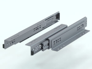 Paar Unterflur-Teleskopschienen aus Stahl mit Soft-Close und Montagewinkel für Schubladen